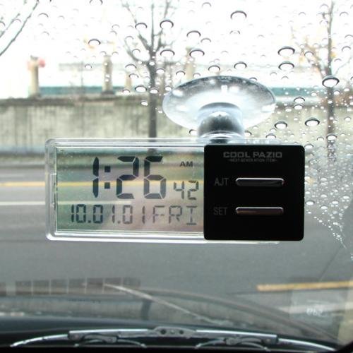 YAC PZ-372 orologio digitale compatto trasparente per cruscotto auto