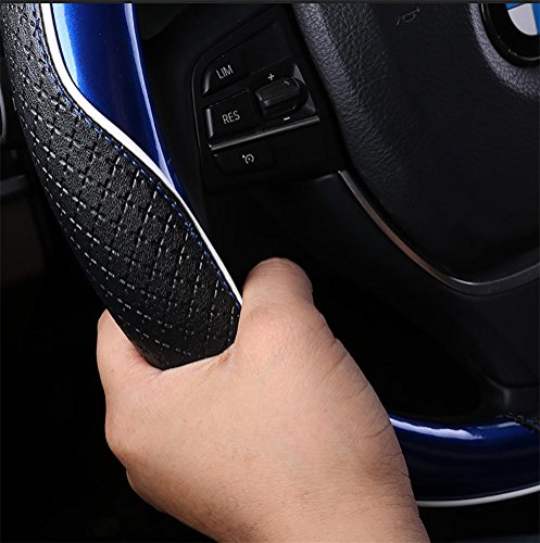 YAYUE Coprivolante Sportivo Racing Leather universale per il montaggio del volante 15 pollici , blue