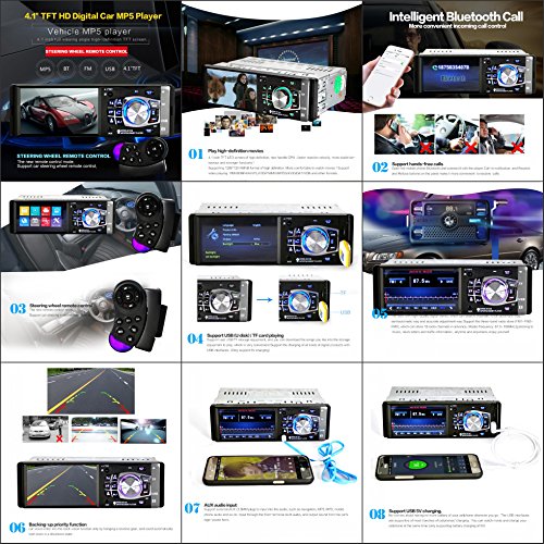 Yeshi 10,4 cm schermo HD auto MP5 Player Bluetooth radio auto audio stereo AUX con funzione fotocamera posteriore