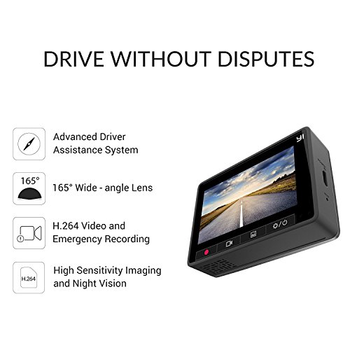 YI Dash Cam Telecamera per Auto 1080P Alta Risoluzione HD, WiFi Integrata, Grandangolo di 165° -  Registrazione di Guida DVR con Visione Notturna