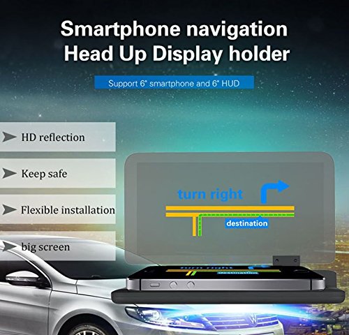YICOTA Supporto di navigazione per auto GPS 6 "HUD Head Up Display Proiettore di riflessione per tutti i telefoni intelligenti