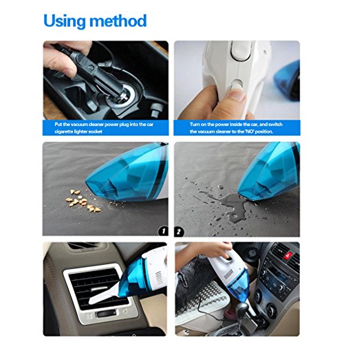 Yiizy 12V Aspirapolvere Auto Wet Dry [Polvere filtro lavabile] Handheld Hoover Palmare Vacuum Cleaner Mini Compatto portatile per Car (Blu)