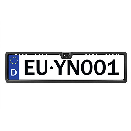 Yinuo, portatarga universale europeo per auto, con sensore di immagine CMOS 170° HD, telecamera posteriore, impermeabile, con visione notturna, 4 LED, 10-14 V, colore nero