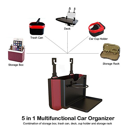 Yoczox pieghevole auto Trash Cans, auto retrattile Storage box creative veicolo multiuso scatola portaoggetti da appendere con oggetti tazza per auto, nero