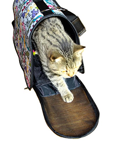 YUPPIEPET Trasportino Comfort Gatto da Viaggio - Borsa da Viaggio Fantasia Multicolore per Gatti - Adatta Anche per Cani di Piccola Taglia (Fantasia Cat)