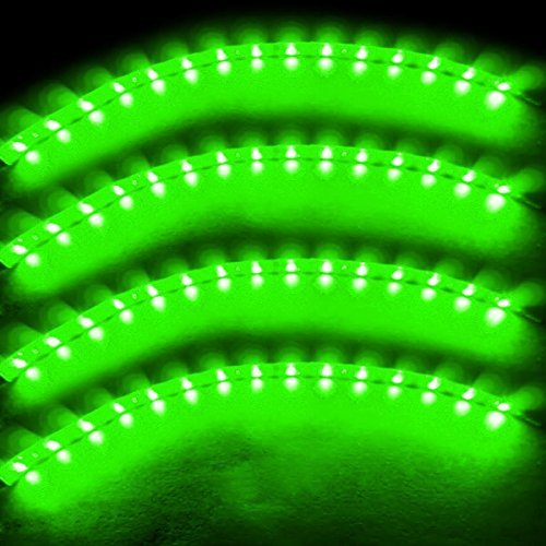 Zento Deals 30 cm verde LED auto flessibile impermeabile striscia, confezione da 4