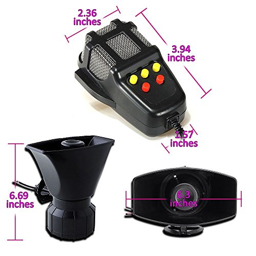 Zento Deals 80 W auto sirena Horn con microfono altoparlante PA System emergenza Sound Amplifier 5 Toni