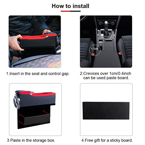 Zhhlaixing Accessorio auto Universal Car Seat Side Pocket Gap Slit Pocket Box Case Between Seat and Console with Cup Holder -1 PCS