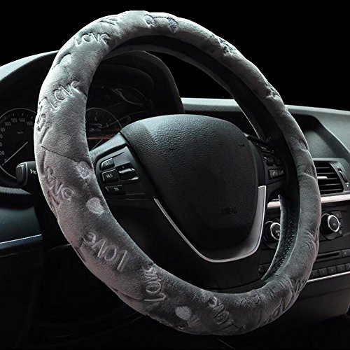 ZL Coprivolante per auto invernale in velluto / Copertine peluche universali morbide per la guida degli interni delle auto da donna , Gray