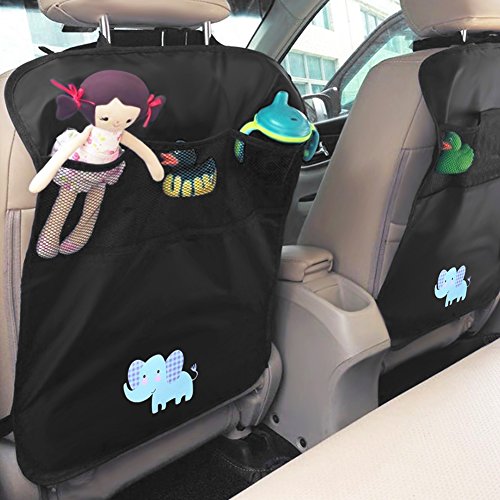 ZUOAO 2 Pezzi Protezione sedile Auto per Bambini Auto con Tasche, Protettori di Seggiolini Impermeabile e Resistente, Universal Stuoia di Protezione anti-macchia di Piedi dei Bambini Elefante