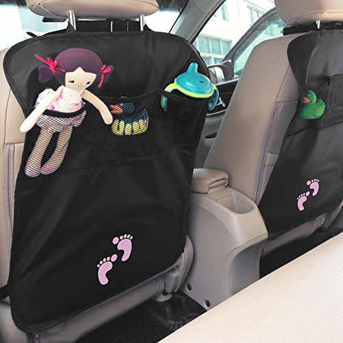 ZUOAO 2 Pezzi Protezione Sedile Auto per Bambini con Tasche, Universal Auto Organizzatore del Sedile Impermeabile, Tappetino Protettore del sedile dell